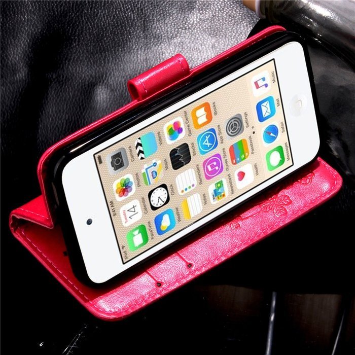iPod touch 6 Case,iPod touch 5 Case,PHEZEN Beauty Luxury Bling Rhinestone Diamond Embossed Flower Butterfly PU... N20