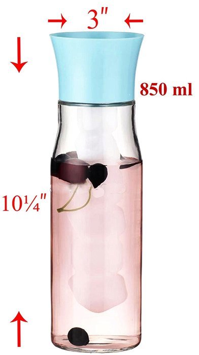 850ml Glass Cooling Ice/Fruit Tube Pitcher / Drip-Free Carafe with Automatic Flip-Top Lid / Non-Diluting Cooling... N3
