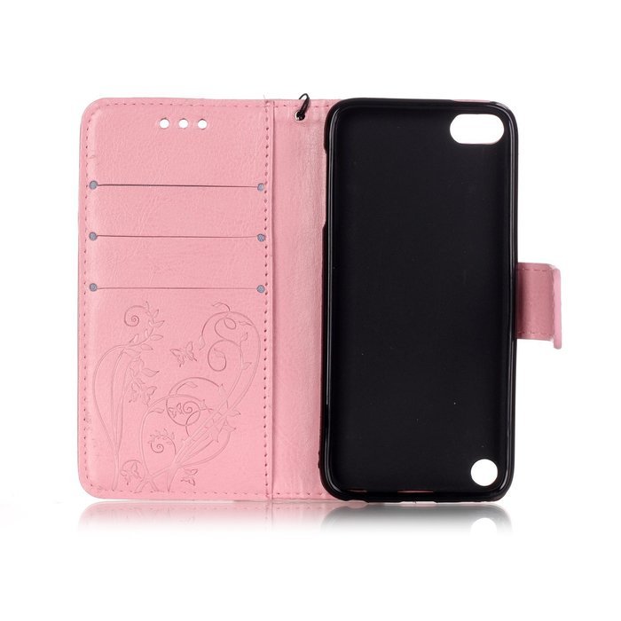 iPod touch 6 Case,iPod touch 5 Case,PHEZEN Beauty Luxury Bling Rhinestone Diamond Embossed Flower Butterfly PU... N22