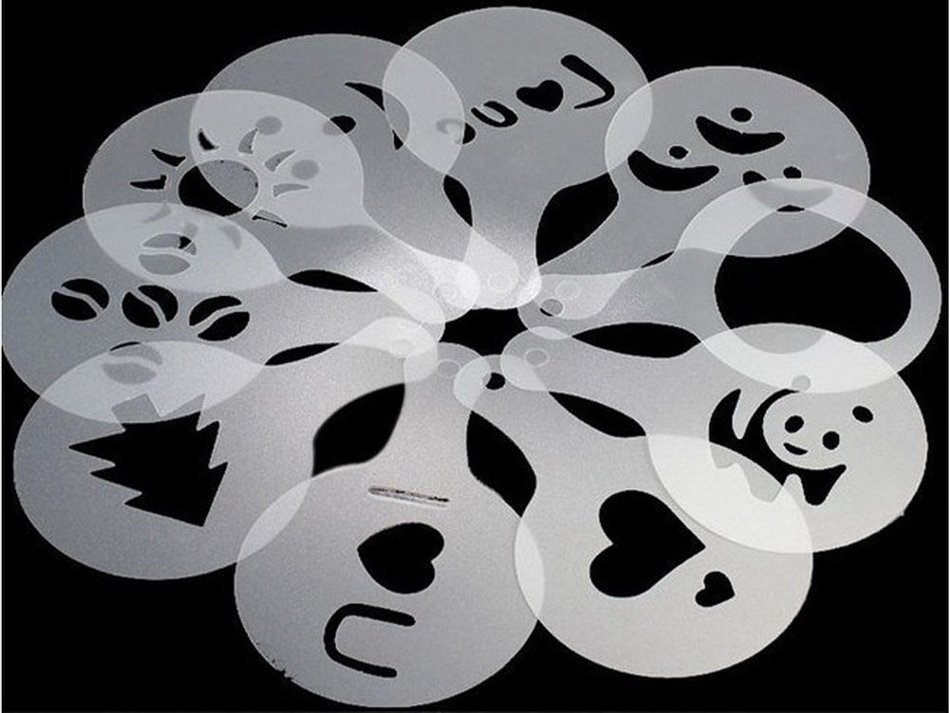 BeautyStyle ABS Coffee Art Stencils For Latte/Cappuccino/Fancy 16PCS N4