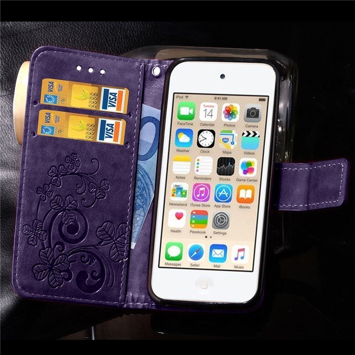 iPod touch 6 Case,iPod touch 5 Case,PHEZEN Beauty Luxury Bling Rhinestone Diamond Embossed Flower Butterfly PU... N28