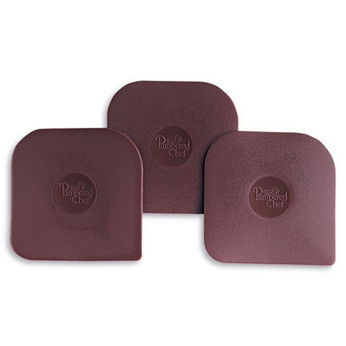 Pampered Chef Large Round Stone with Handles Bundled with Set of 3 Pampered Chef Brown Nylon Pan Scrapers N3