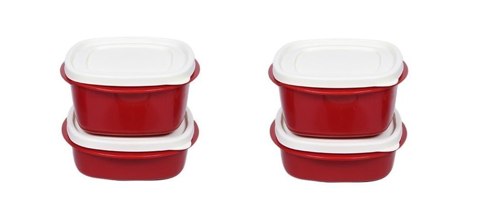 Cutting Edge Snap Tight Food Storage, 1500 & 2000ml, Set of 4, Blossom Red N3