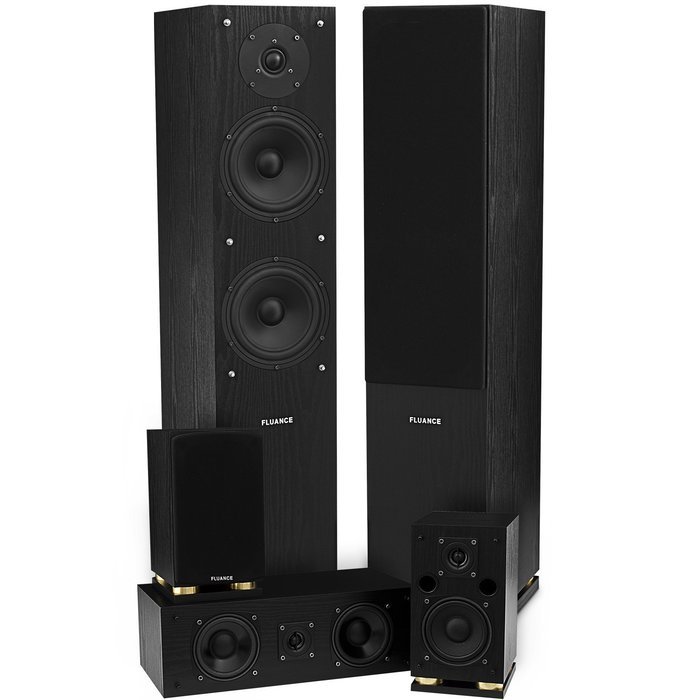 Fluance SXHTB-BK High Definition Surround Sound Home Theater 5.0 Channel Speaker System including Floorstanding...