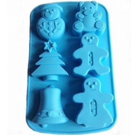 Wocuz 6 Cavities Christmas Bell Sknowman Tree Silicone Cake Baking Mold Cake Pan Muffin Cups Handmade Soap Moulds...