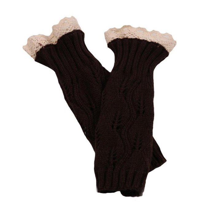 Morecome Fashion Women GirlHollow Out Lace Knitted Gloves (Black) N11