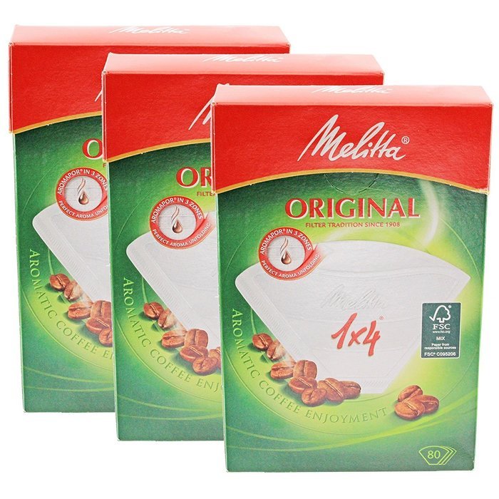 Melitta 1 X 4 Coffee Machine Paper Filters Pack Quantity: 3 Packs of 80 Filters