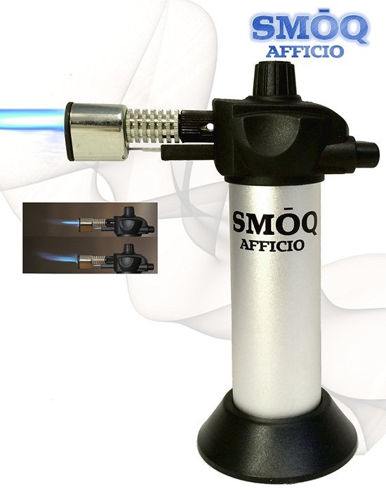SMŌQ Afficio Culinary Butane Torch SMQ-090, Precise Flame Control (Silver) N2
