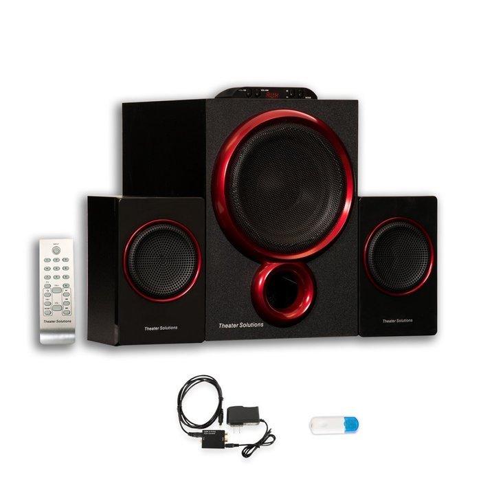 Theater Solutions TS212 Powered 2.1 Speaker System Multimedia with Bluetooth and Optical Input