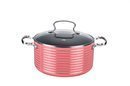 Sunkitchen 3qt sauce pot with glass lid pink color