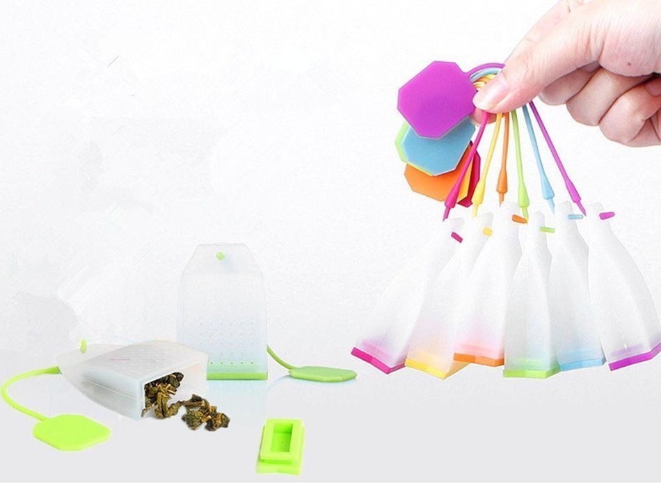 Mother's Day Sale, Set of (6) Premium Silicone Reusable Tea Bag Candy Silicone Tea Infuser Strainer Set Genuine... N17