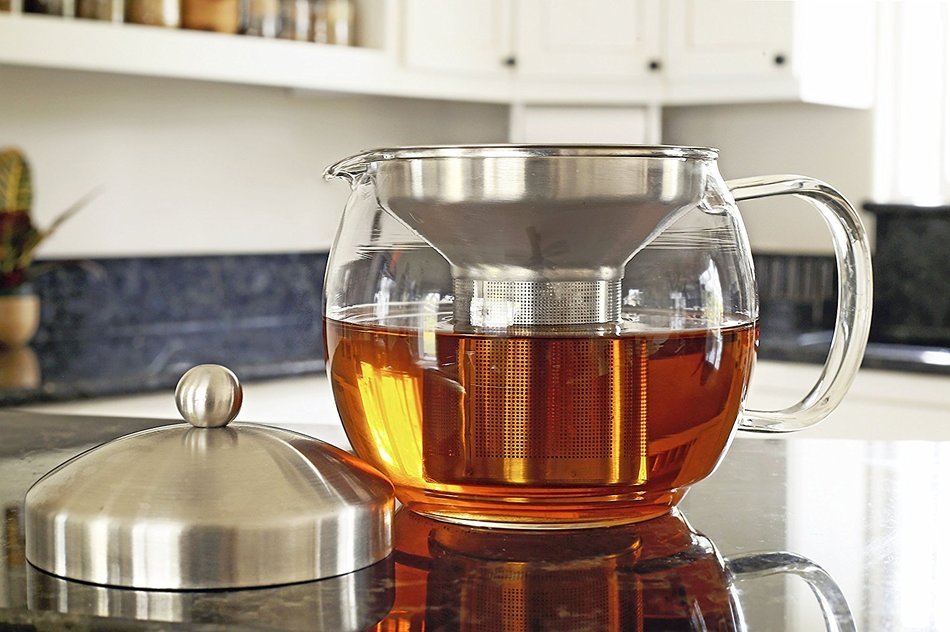 Willow & Everett Teapot Kettle with Warmer - Tea Pot and Tea Strainer Set - Tea Infuser Holds 3-4 Cups N4