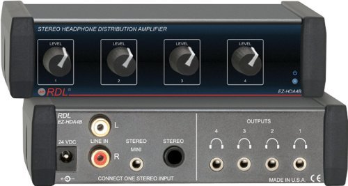 RDL EZ-HDA4B Stereo Headphone Distribution Amplifier