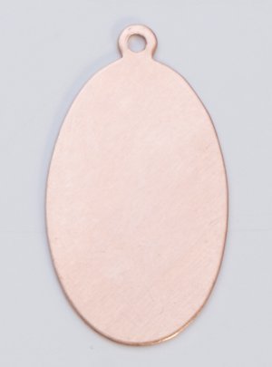 Copper Oval with Ring, 24 Gauge, 1-1/8 By 5/8 Inch, Pack Of 6