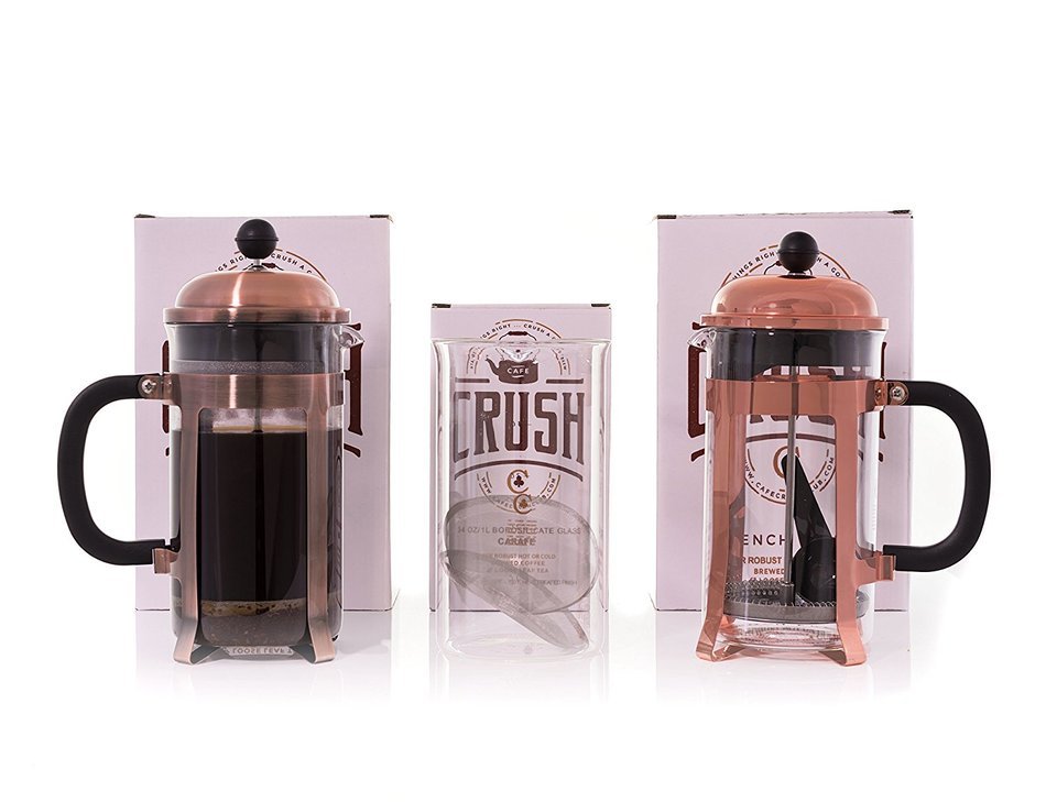 French Press & Tea Infuser 32 | 34 Ounce | 1 Liter Avignon-Copper Cafe Crush Club 12 Pack Bulk Purchase N3