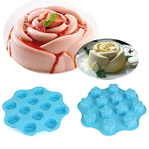 "12 Cavity Silicone Rose Cake Jelly Pan Mold Pudding Muffin Handmade Soap Molds Mould" shopping