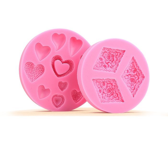 2pcs Love Heart & Rose Silicone Cake Decoration Fondant Bakeware Mold Wedding Decorating Sugar Craft N2