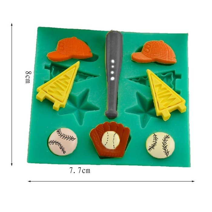 TANGCHU Fondant Decorating Mould Cake Decorating Clay Baseball Set Shape 3.03*3.15*0.43inch Green N3
