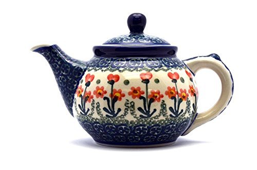 Polish Pottery Teapot - 14 oz. - Peach Spring Daisy free image download