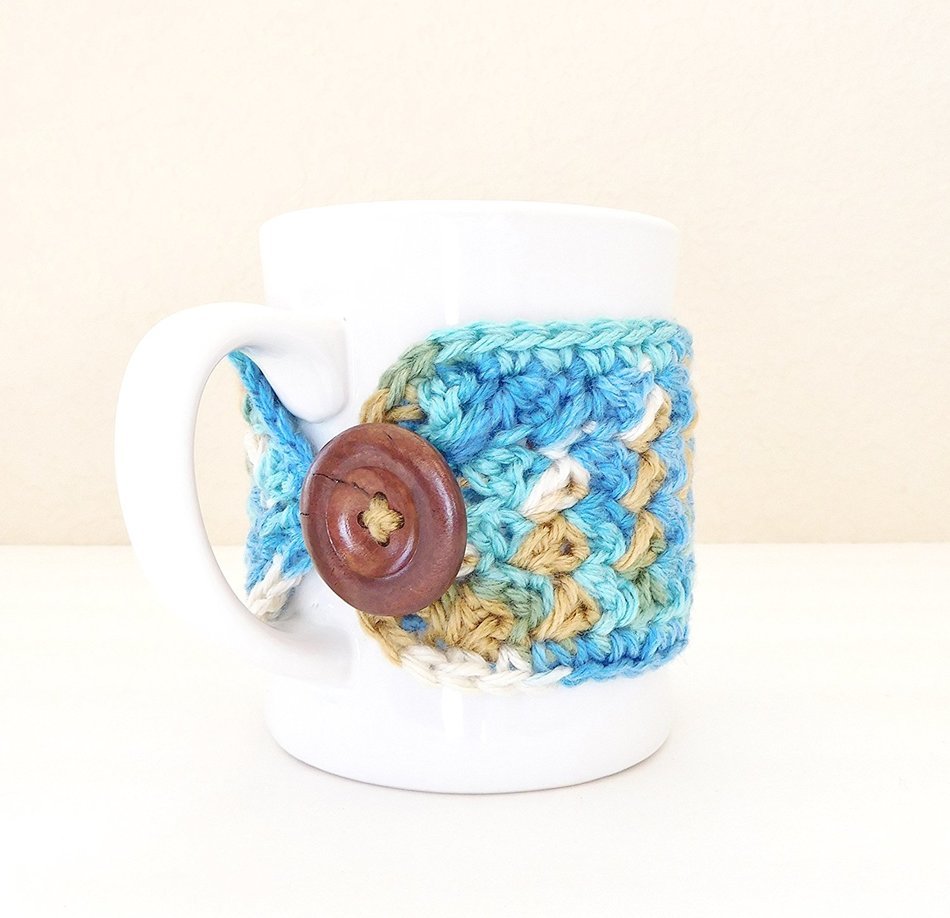 Crochet Coffee Mug Cozy, Tea Cup Sweater, Beachy N3