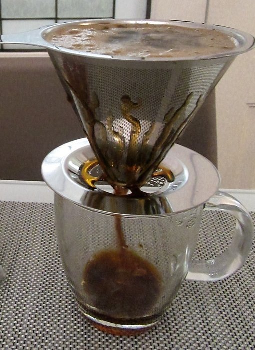 Ruzels Stainless Steel Pour Over Coffee Dripper with Reusable Double Layer Micro Mesh Filter N7