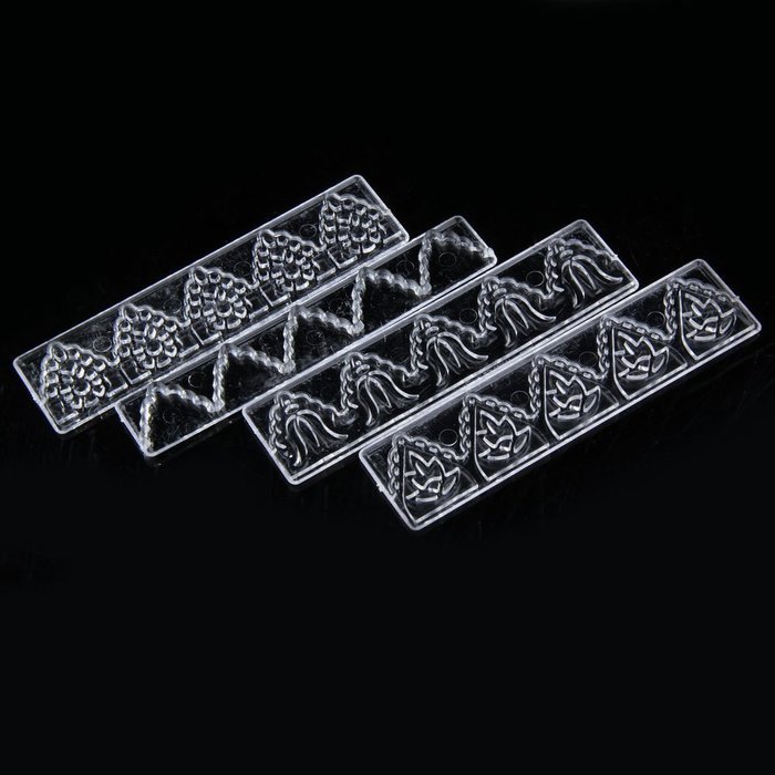 Chinatera 4Pcs Cake Fondant Frill Ribbon Embosser Sugar Craft Modelling Cutter Mold Decor Tool Set Decorating N4
