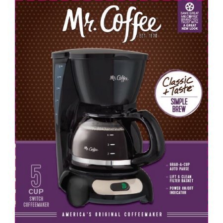 Mr. Coffee 5-Cup Coffeemaker With Removable Filter Basket N4