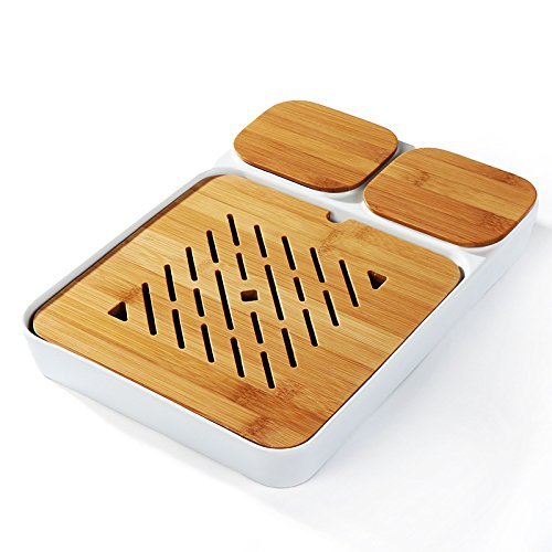 CCWY Creative tea kungfu tea set bamboo water storage-type tea saucer Gift Home Office,Tao Zhupan,31.522.54.5cm