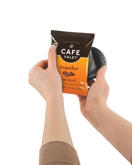 Caf&eacute; Valet Black/Silver Single Serve Coffee Brewer Starter Kit/Combo, Includes 10-Count Variety Pack of Exclusive... N7