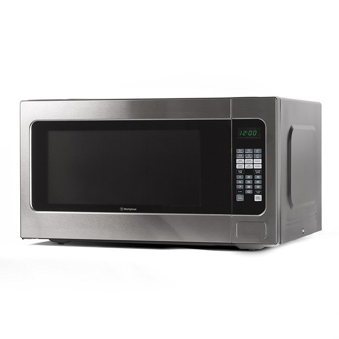 Westinghouse WCM22120SSM 1200 Watt Counter Top Microwave Oven, 2.2 Cubic Feet, Stainless Steel Front, Black Cabinet N3