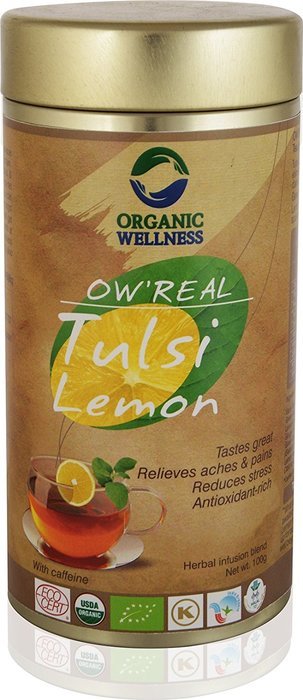 Organic Wellness Tulsi Lemon Green Tea - (USDA & EU Organic ) Pure & Natural