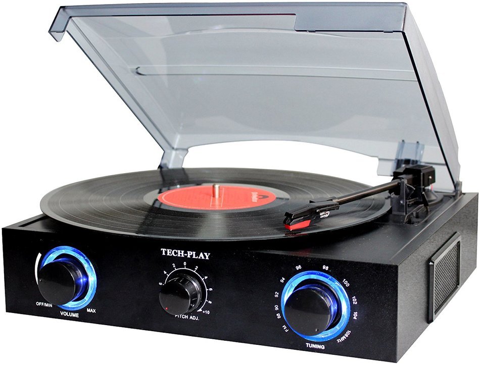 TechPlay TCP2-KIT BK, 3 Speed turntable with pitch control, powerful Bluetooth 2.1 speaker system with deep bass... N4