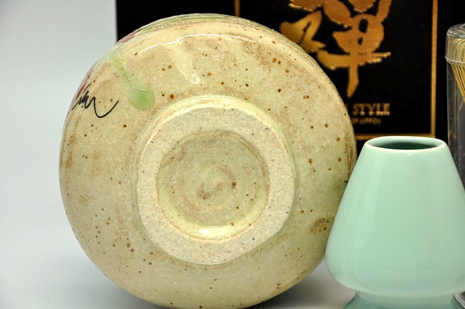Japanese Mino Yaki ware Matcha Bowl And Tea Ceremony Set Green Tea 12.3 / 12.3 / 7.2cm (4.8 / 4.8 / 2.8inch)[7439] N4