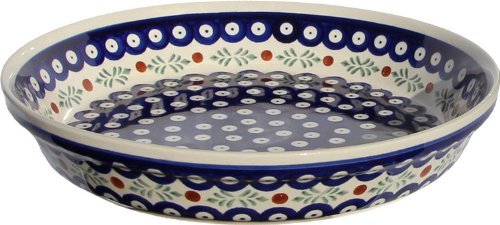 Polish Pottery Dish Pie Plate 10" From Zaklady Ceramiczne Boleslawiec #879-242 Classic Pattern, Height: 1.8" Diameter...