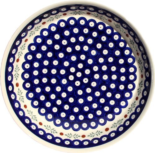 Polish Pottery Dish Pie Plate 10" From Zaklady Ceramiczne Boleslawiec #879-242 Classic Pattern, Height: 1.8" Diameter... N2