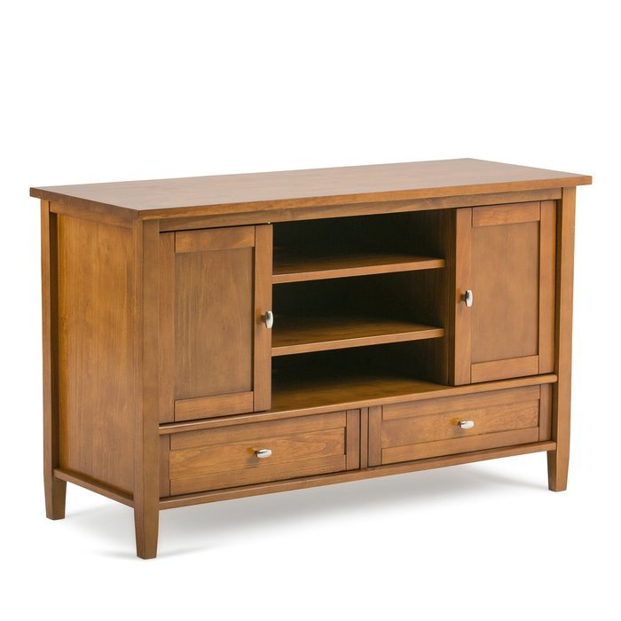 Simpli Home Warm Shaker TV Media Stand for TVs up to 52", Honey Brown N9