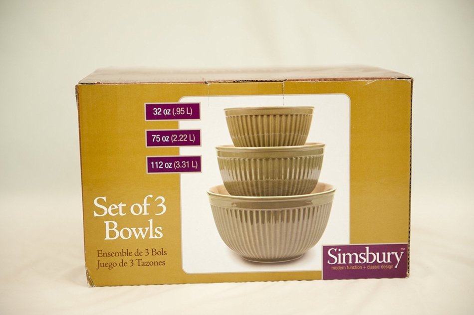 Simsbury Olive Mixing Bowls, 3 PCS Set N3