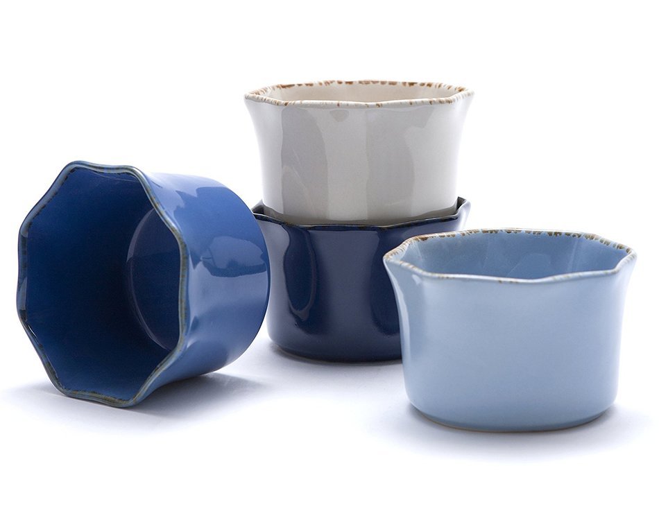 Prima Design Classic Cream to Cobalt Ramekins Set, 4-Inch, Red, Set of 4