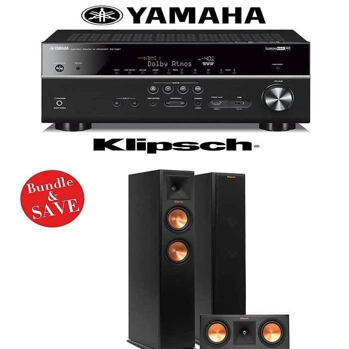Yamaha RX-V681BL 7.2-Channel 4K Network A/V Receiver + Klipsch RP-250F + Klipsch RP-250C - 3.0 Reference Premiere...