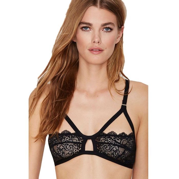 PHOTNO Women Lace Floral Sheer Bralette Bustier Crop Top Bra Lingerie