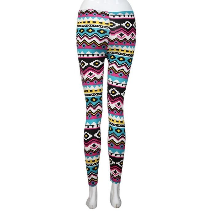 PHOTNO Fashion Women Lady Elasticity Skinny Tribal Printed Stretchy Pants Leggings N10