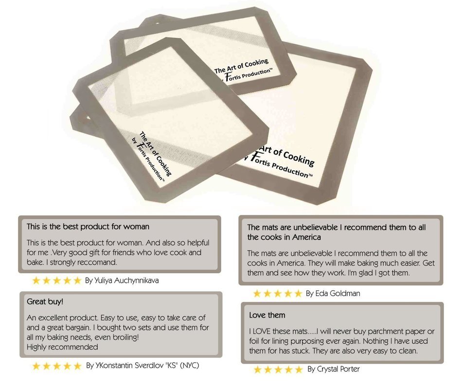 Fortis Production Heavy Duty Eco-friendly Non-stick Heat Resistant 3 Silicone Baking Mat Set N4