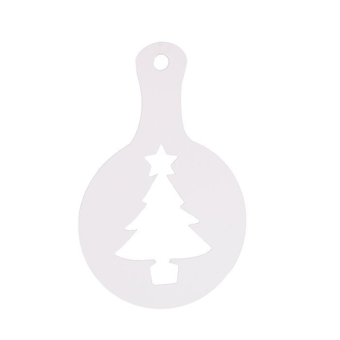Christmas Designs PP Plastic Coffee Flowers Die Fancy Coffee Printing Template Model Milk Foam Spray Tool 8PCS...