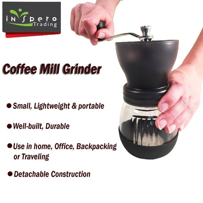 Manual Coffee Grinder, Top Quality, Stainless Steel, Fortified Glass, Ceramic Core, Adjustable Grinder, Make Fresh...