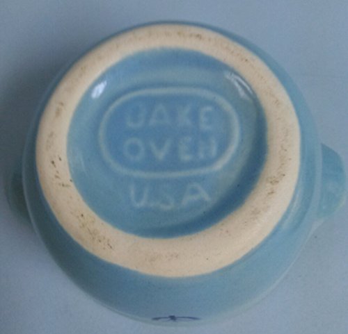 Vintage Cronin Pottery - Bake Oven USA - Small Blue Tulip Casserole Dish with Lid N4