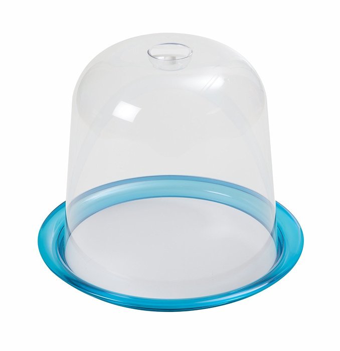 KDG International Omada Globo Panettone Tray with Dome, 13-Inch, Turquoise