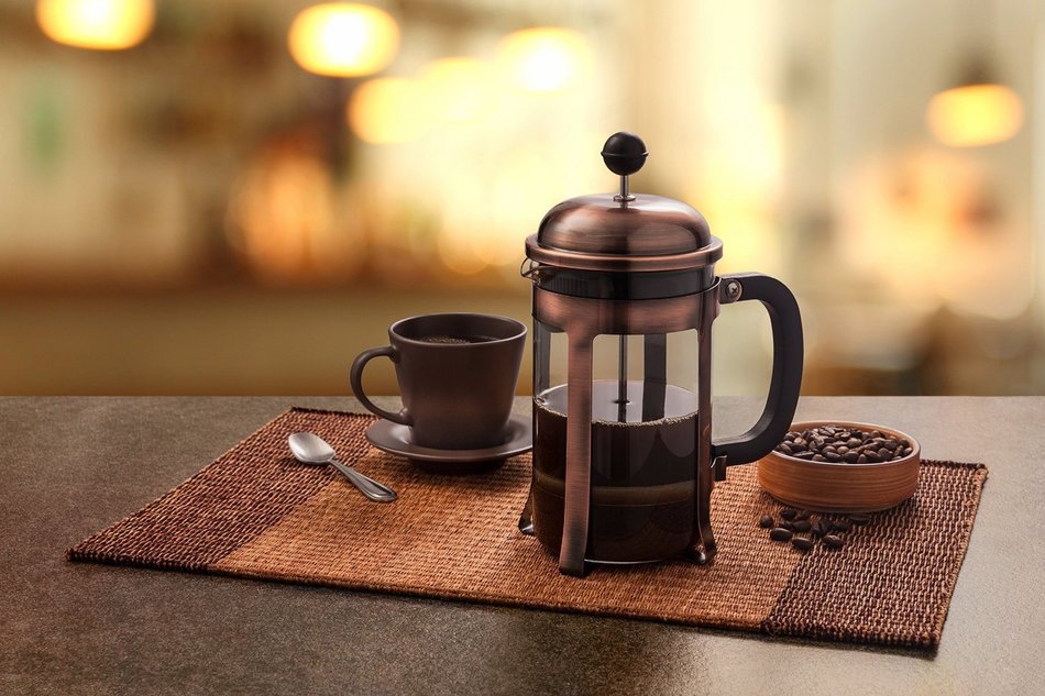 Mandarin-Gear Copper Stainless Steel French Press Coffee Maker, 28 oz / 800 ml