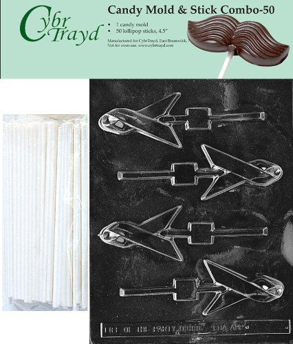 Cybrtrayd 45St50-M134 Awareness Ribbon Lolly Chocolate Candy Mold with 50 Cybrtrayd 4.5" Lollipop Sticks