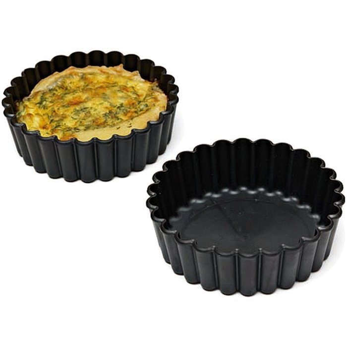 Matfer Bourgeat Exoglass Small Pie Pan, Fluted Sides, 4", 12PK Black 345151
