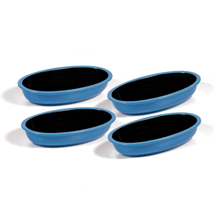Ovenex 24 oz. Oval Ceramic Baking & Serving Dish &ndash; 4 Pack (Sky Blue) N7